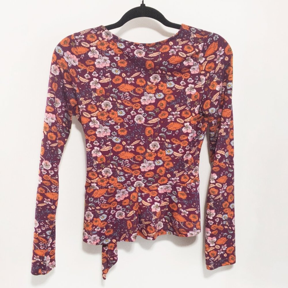 Rebel Sugar Floral Print Wrap Top Size Medium Casual Bohemian Boho V-Neck Soft - Picture 3 of 4